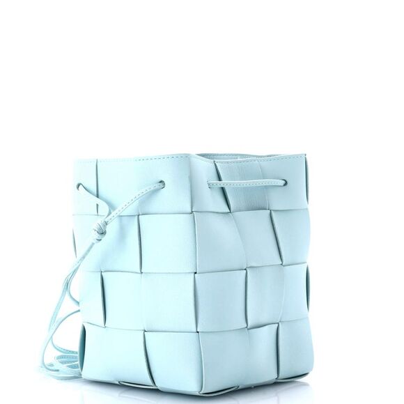 Bottega Veneta Cassette Bucket Bag Maxi Intrecciato Leather Small Blue - Picture 2 of 6